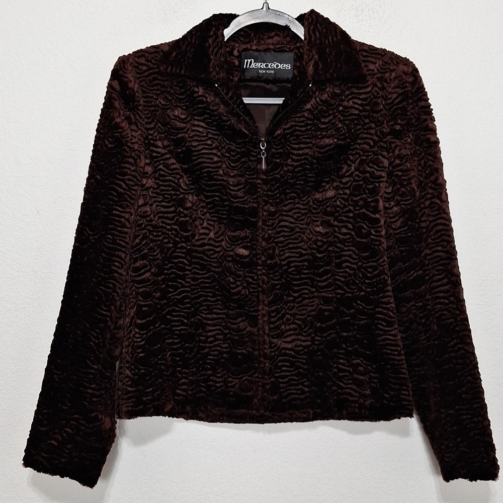 Vintage Mercedes New York Brown Romantic Goth Smooth Embossed Velvet Jacket 6